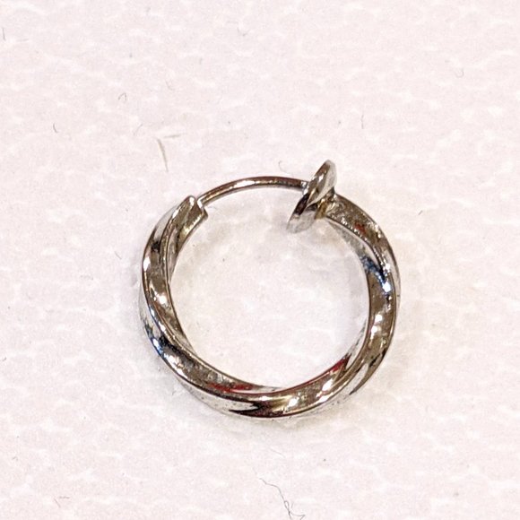 Small Silver Clip On Hoop Earring - Picture 1 of 1